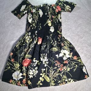 H&M Black Dress with Floral Design